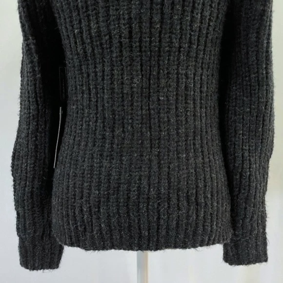 New Leith Chunky Knit Mock Neck Side Slit Sweater Black Multi Size XXS - Picture 13 of 16